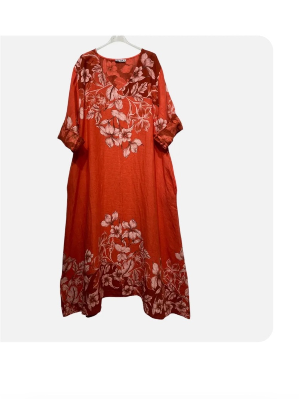 Red Floral V-Neck Maxi Dress